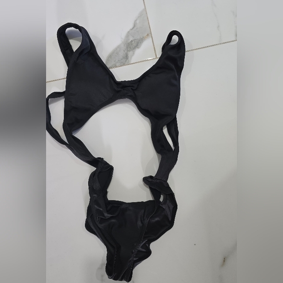 sexy one piece bathing suit women black swimsuit - Picture 4 of 4